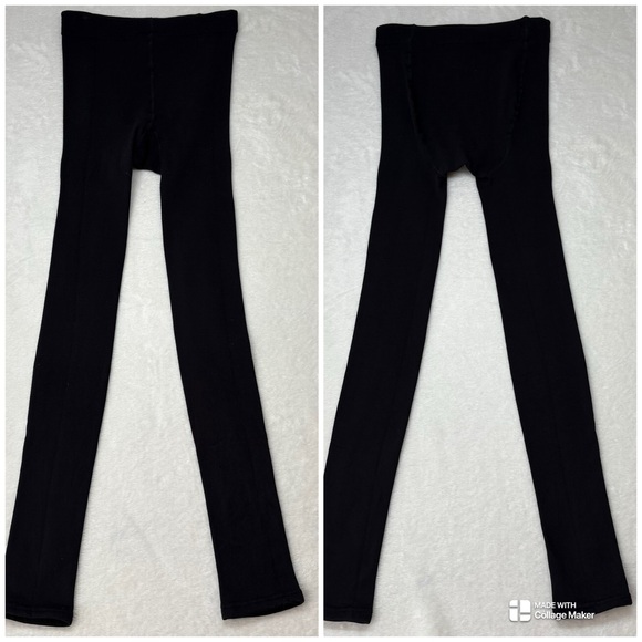 H and M Black Fleece Lined Footless Tights Opaque Warm Winter Thermal Leggings S - Picture 2 of 10